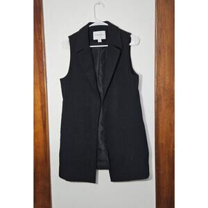 Katherine Barclay Black Long Open Fitted Sleeveless Vest Size Medium